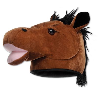 Beistle Unisex Plush Horse Head Hat - Western Costume Accessory, Farm Themed Party Supplies, Crazy Animal Headwear, Dress-Up Accessories, Derby Day Novelty Cap