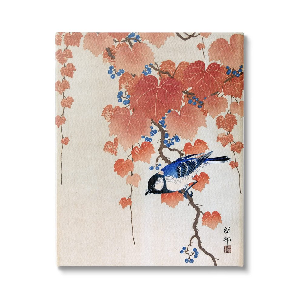 Stupell Industries Koolmees op Paulownia Tak Ohara Koson Classic Bird Painting Canvas Wall Art, Design By one1000paintings