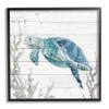 Stupell Industries Swimming Sea Turtle Coral Beach Plank Design Framed Wall Art, Design By Carol Robinson view 1