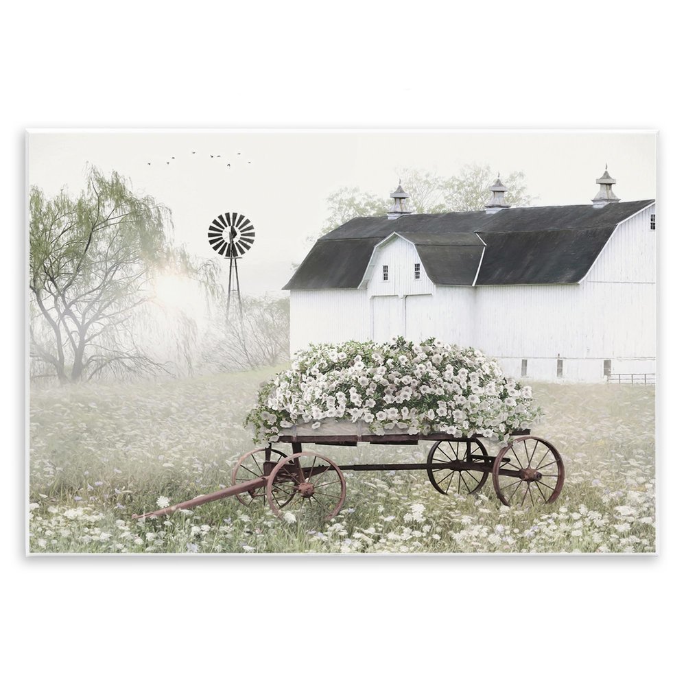 Stupell Industries 'Endearing Vintage Flower Wagon', Wall Plaque Art, 19 x 13 Inches, Easy to Hang and Sturdy, Made in USA, by Lori Deiter