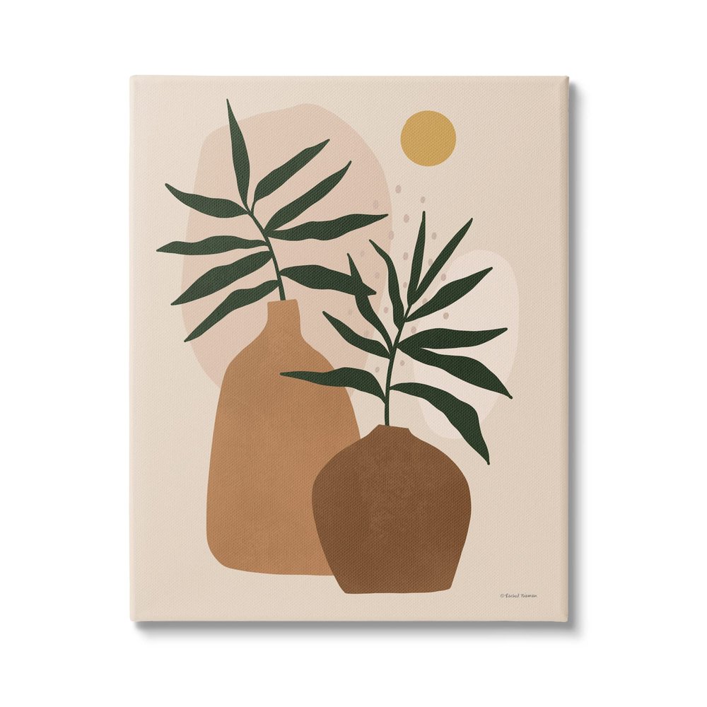Stupell Industries Potted Plant Vases Cutout Abstract Botanical Shapes Canvas Wall Art, Design By Rachel Nieman