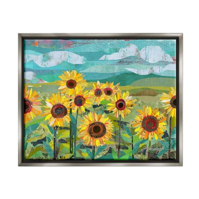 Stupell Industries Collaged Sunflower Field Abstract Layered Ephemera Meadow Floating Framed Wall Art, Design By Traci Anderson