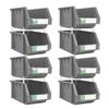 DJC Supply Grey Medium 5.9" X 9.4" X 4.9" Heavy duty thermoplastic storage bin organizer, Stackable, Hangable, Side-connect, Used in garages, offices, factories, and more! (8 PACK) view 1