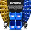 DJC Supply Grey Medium 5.9" X 9.4" X 4.9" Heavy duty thermoplastic storage bin organizer, Stackable, Hangable, Side-connect, Used in garages, offices, factories, and more! (8 PACK) view 4
