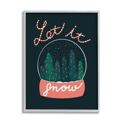 Stupell Industries Let It Snow Seasonal Winter Globe Candy Cane Text Framed Wall Art, Design By Dominika Godette