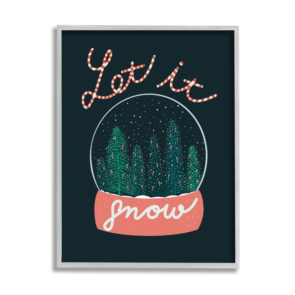 Stupell Industries Let It Snow Seasonal Winter Globe Candy Cane Text Framed Wall Art, Design By Dominika Godette