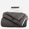 Soft & Cozy 7 Piece Deep Pocket Down Alternative Comforter | King Size, Grid Grey Color | All Season Durable Box Stitched Aesthetic White Bedding | Plush Comfy Wrinkle Fade Resistant Bed-In-Bag Set view 1
