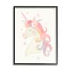 Stupell Industries Charming Unicorn Smiling Flower Crown Stars Design Framed Wall Art, Design by Victoria Barnes, 16 x 20, Black Framed view 1