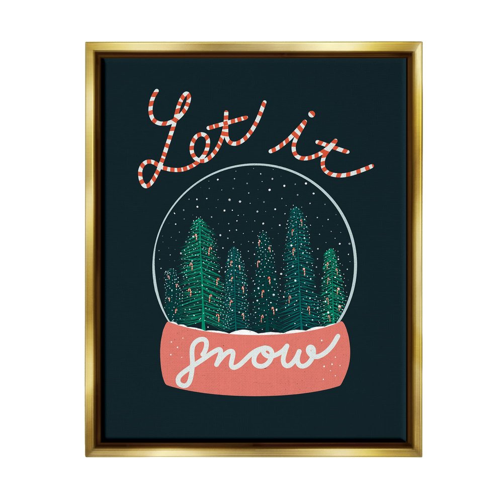 Stupell Industries Let It Snow Seasonal Winter Globe Candy Cane Text Floating Framed Wall Art, Design By Dominika Godette