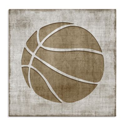 Stupell Industries 'Rustic Basketball Silhouette Shape Sports Team Ball ', Canvas Art, 30 x 30 Inches, Easy to Hang and Sturdy, Made in USA, by Natalie Carpentieri