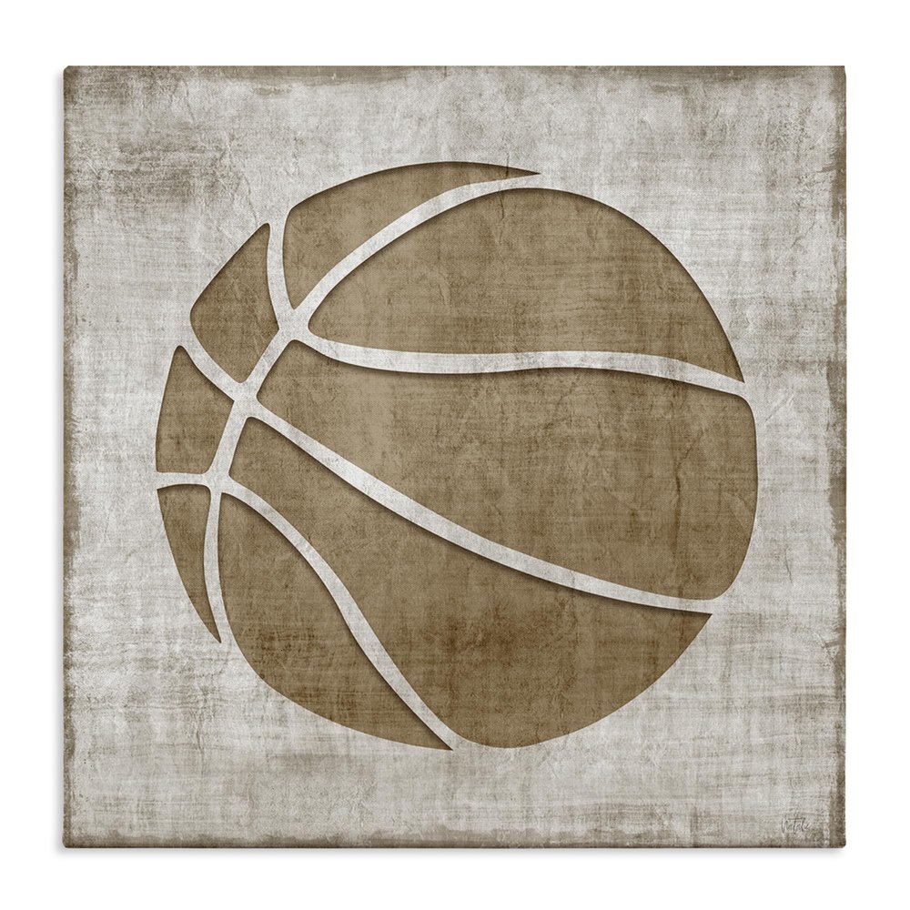 Stupell Industries 'Rustic Basketball Silhouette Shape Sports Team Ball ', Canvas Art, 30 x 30 Inches, Easy to Hang and Sturdy, Made in USA, by Natalie Carpentieri