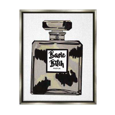 Stupell Industries Basic Bi*** Perfume Bottle Chic Upscale Fashion Floating Framed Wall Art, Design By Amelia Noyes