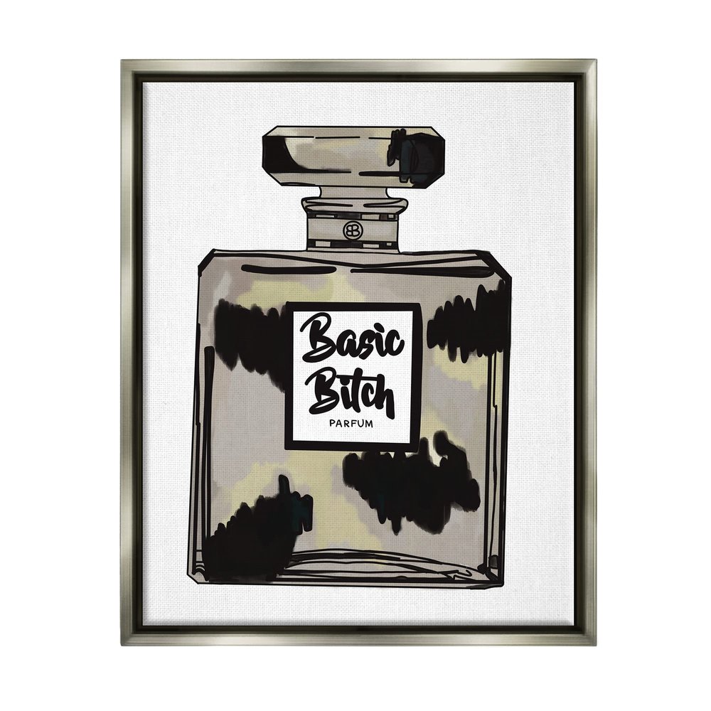 Stupell Industries Basic Bi*** Perfume Bottle Chic Upscale Fashion Floating Framed Wall Art, Design By Amelia Noyes