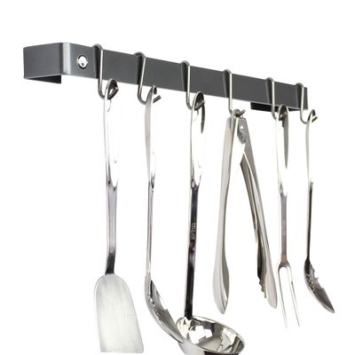 Enclume Handcrafted 30" Utensil Bar, 6 Hooks, Graphite Wall Rack