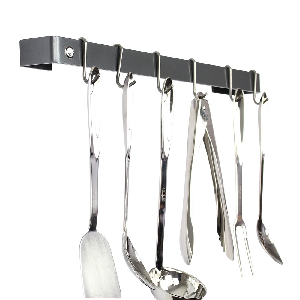 Enclume Handcrafted 30" Utensil Bar, 6 Hooks, Graphite Wall Rack
