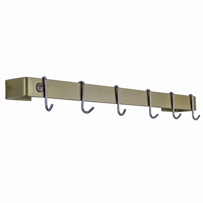 Enclume Handcrafted 24" Utensil Bar, 6 Hooks, Brass Wall Rack