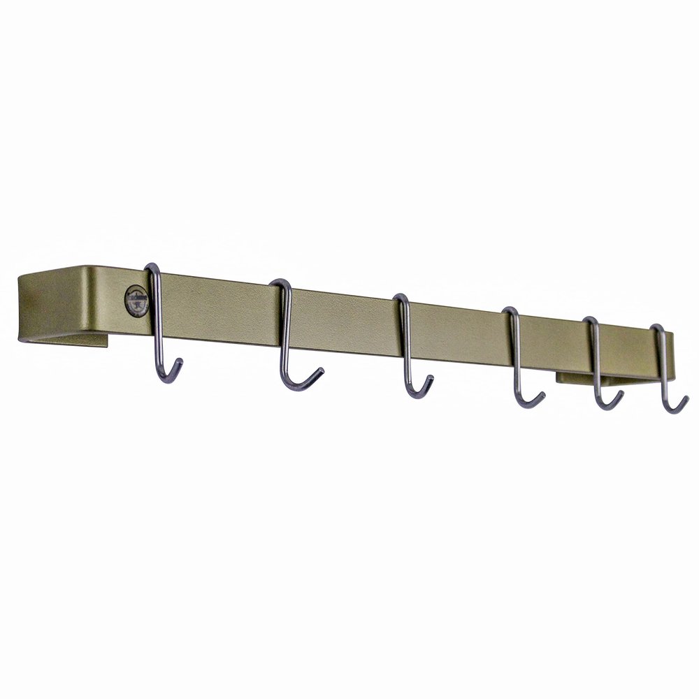Enclume Handcrafted 24" Utensil Bar, 6 Hooks, Brass Wall Rack