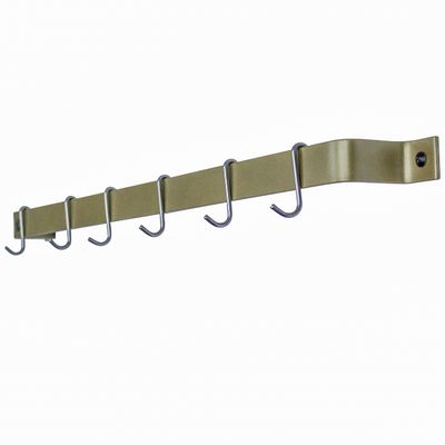 Enclume Handcrafted 36" Easy Mount, 6 Hooks, Brass Wall Rack