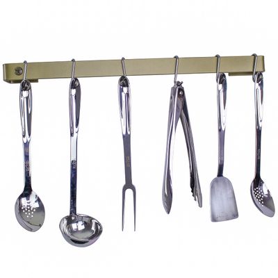 Enclume Handcrafted 36" Classic, 6 Hooks, Brass Wall Rack