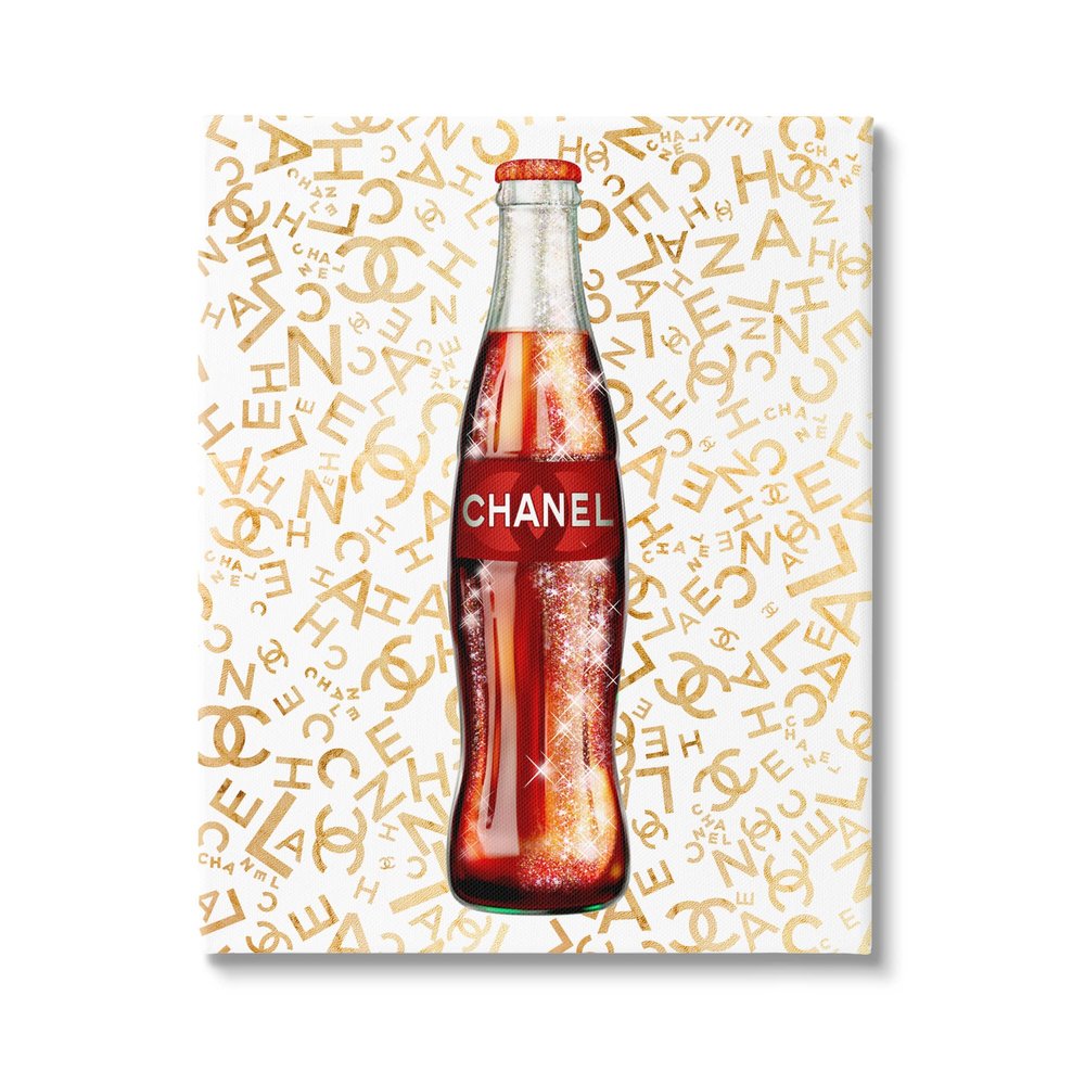 Stupell Industries Trendy Glam Pattern Vintage Style Soda Bottle Canvas Wall Art, Design By Ziwei Li