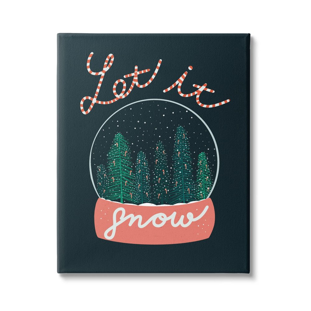 Stupell Industries Let It Snow Seasonal Winter Globe Candy Cane Text Canvas Wall Art, Design By Dominika Godette