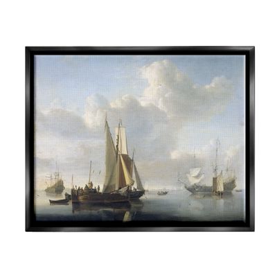 Stupell Industries Ships before the Shore Willem van de Velde Classic Painting Floating Framed Wall Art, Design By one1000paintings