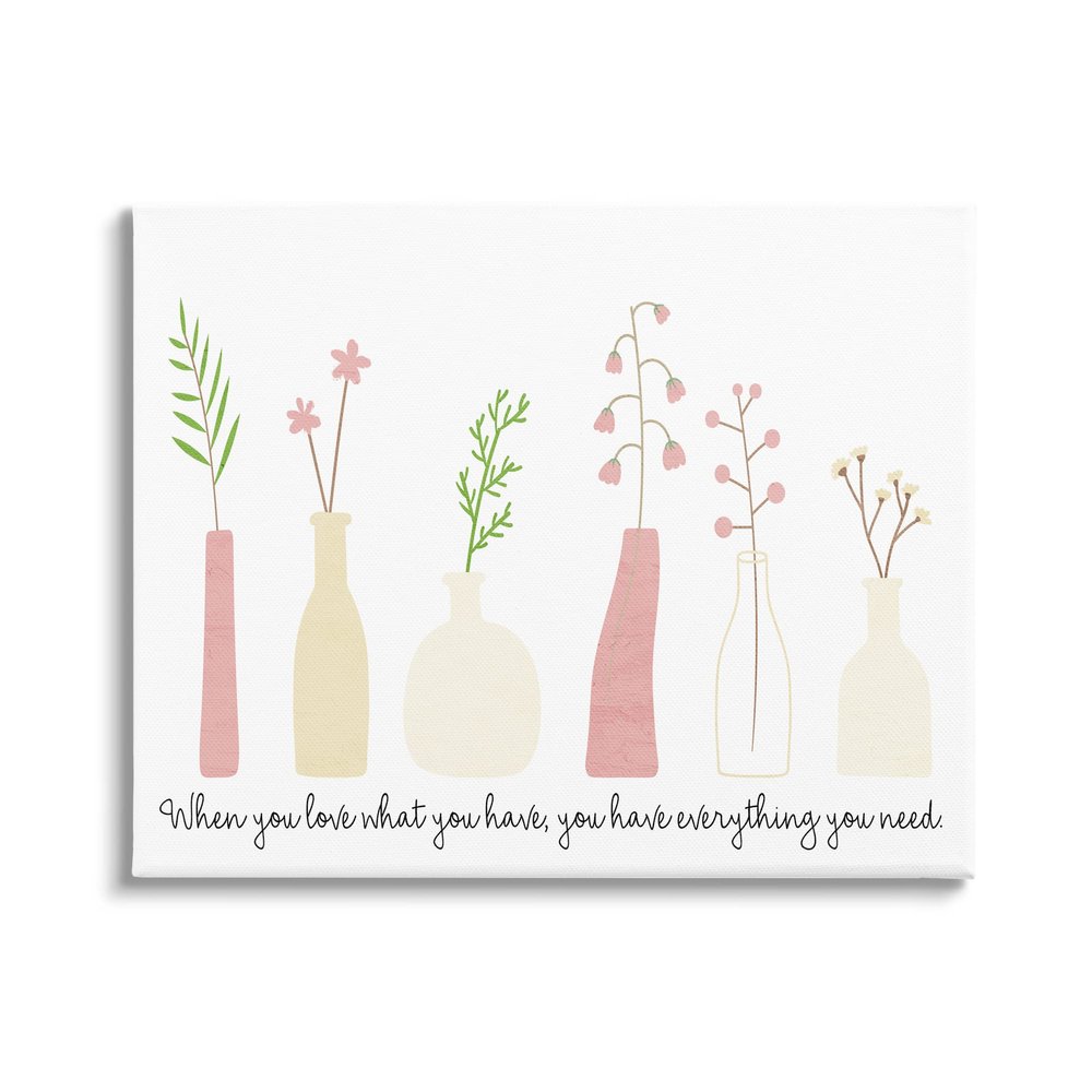 Stupell Industries Love What You Have Uplifting Quote Mixed Flowers Canvas Wall Art, Design by Kim Allen