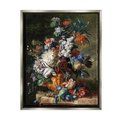 Stupell Industries Bouquet of Flowers in Urn Jan van Huysum Painting Floating Framed Wall Art, Design By one1000paintings