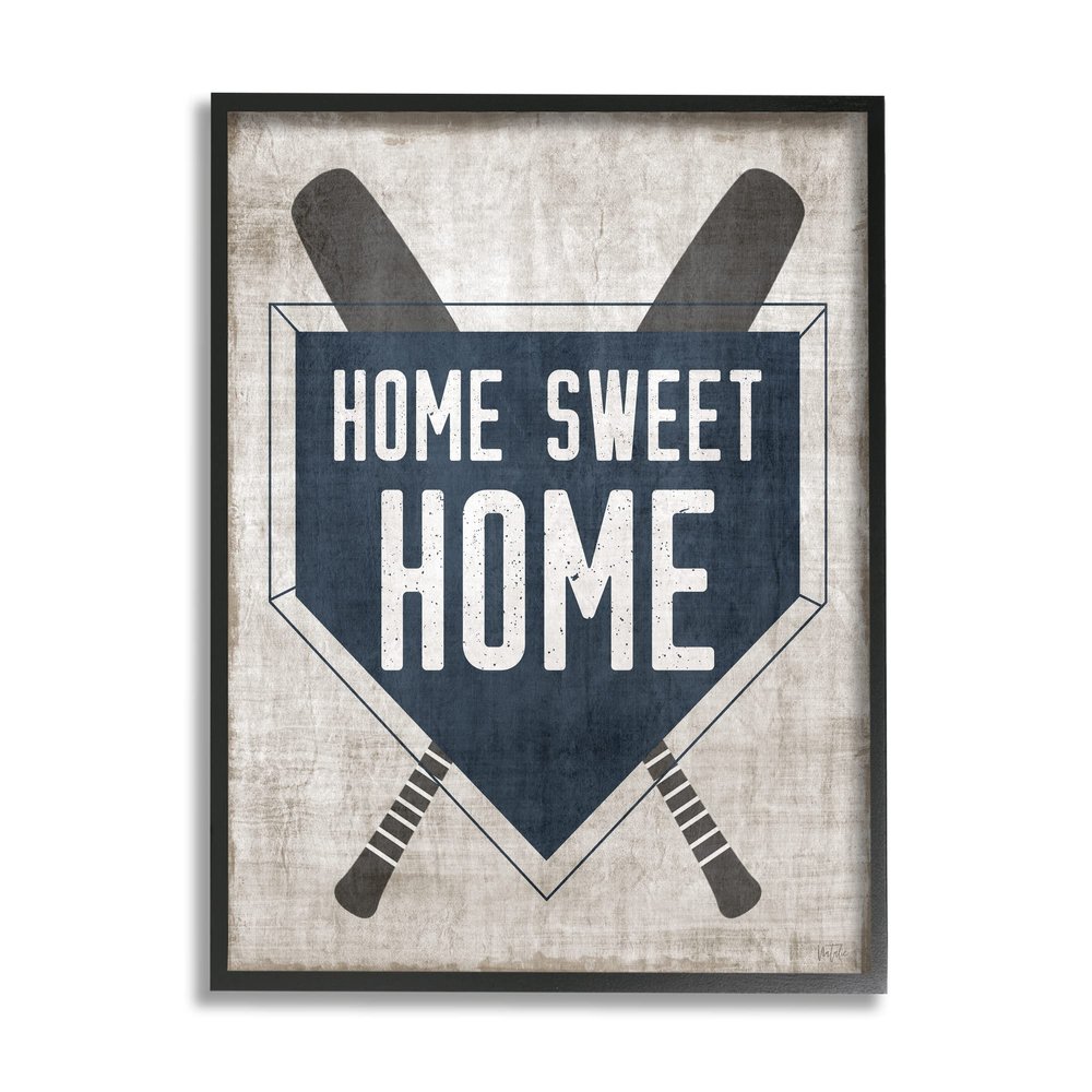 Stupell Industries Rustic Sweet Home Baseball Bats & Base Plate Framed Wall Art, Design By Natalie Carpentieri