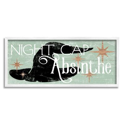 Stupell Industries Night Cap Absinth Weathered Witch Hat Vintage Sign Framed Wall Art, Design by Daphne Polselli