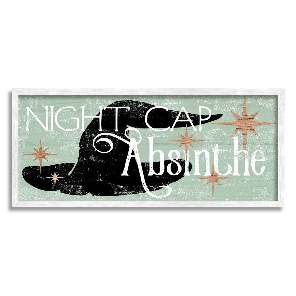Stupell Industries Night Cap Absinth Weathered Witch Hat Vintage Sign Framed Wall Art, Design by Daphne Polselli
