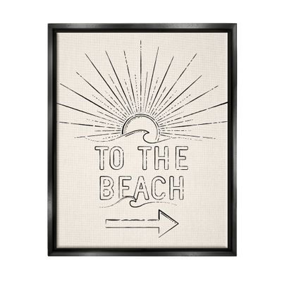 Stupell Industries To The Beach Weathered Vintage Sun Horizon Typography Floating Framed Wall Art, Design By JJ Design House LLC