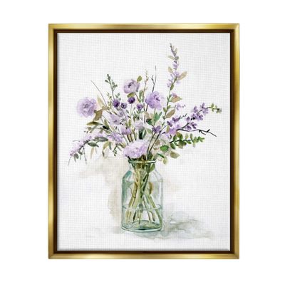 Stupell Industries Dainty Lavender Blooms Arrangement Classic Glass Vase Floating Framed Wall Art, Design By Carol Robinson