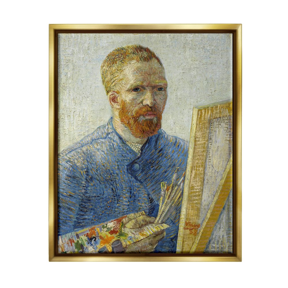 Stupell Industries Zeegezicht als Schilder van Gogh Painting Self-Portrait Painting Floating Framed Wall Art, Design By one1000paintings