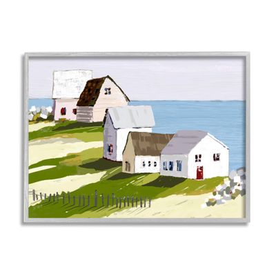 Stupell Industries Quaint Seaside Cottages Overlooking Vast Ocean Landscape Framed Wall Art, Design By Tina Finn