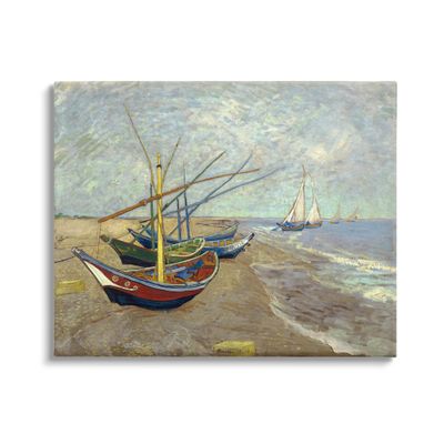 Stupell Industries Fishing Boats on Beach Saintes Maries Vincent van Gogh Painting Canvas Wall Art, Design By one1000paintings