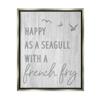 Stupell Industries Funny Happiness Phrase Rustic Seagull Beach Humor Floating Framed Wall Art, Design By Daphne Polselli view 1