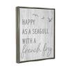 Stupell Industries Funny Happiness Phrase Rustic Seagull Beach Humor Floating Framed Wall Art, Design By Daphne Polselli view 2