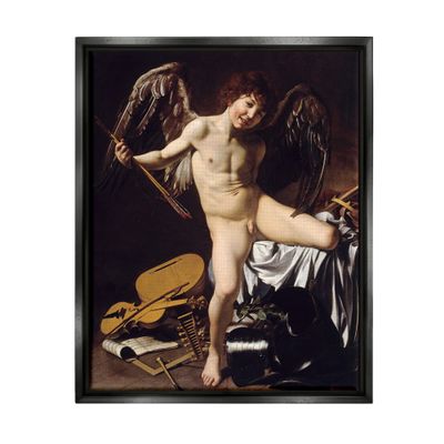 Stupell Industries Cupid as Victor Caravaggio Classic Painting Nude Portrait Floating Framed Wall Art, Design By one1000paintings