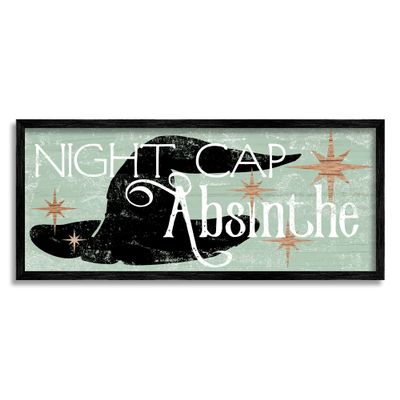 Stupell Industries Night Cap Absinth Weathered Witch Hat Vintage Sign Framed Wall Art, Design by Daphne Polselli