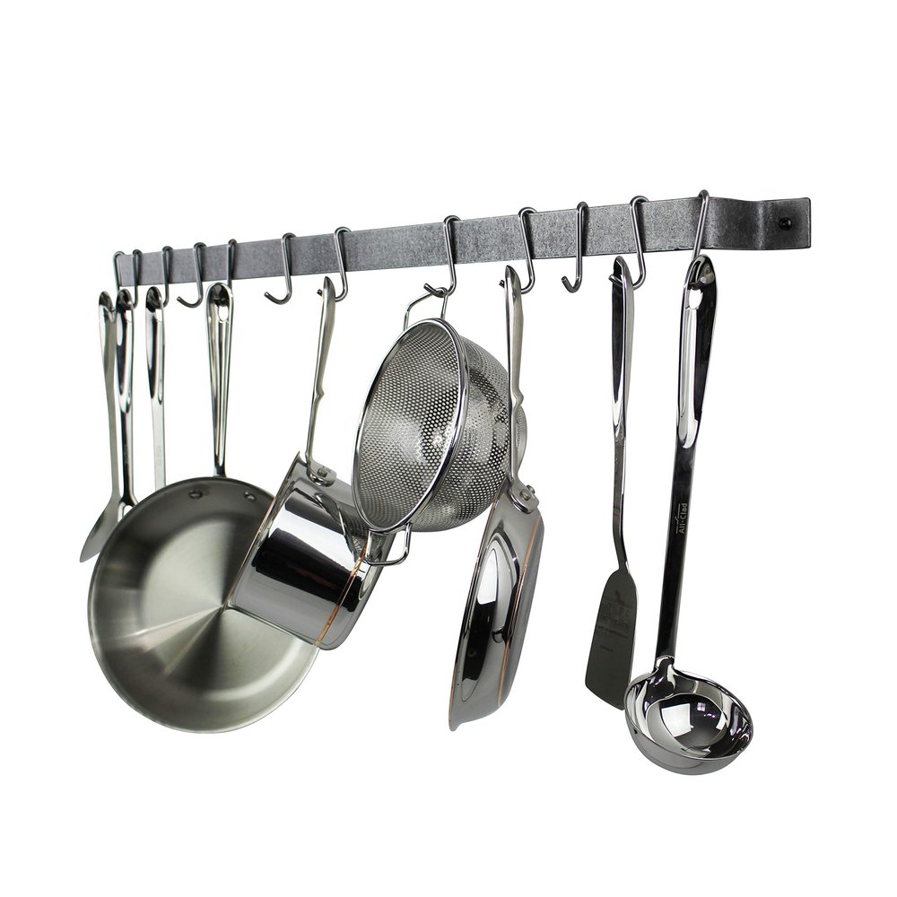 Enclume Handcrafted 36" Easy Mount, 6 Hooks, Hammered Steel Wall Rack