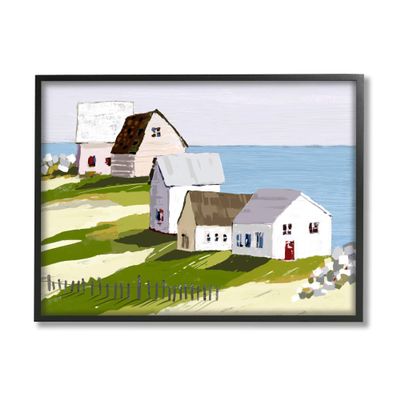 Stupell Industries Quaint Seaside Cottages Overlooking Vast Ocean Landscape Framed Wall Art, Design By Tina Finn