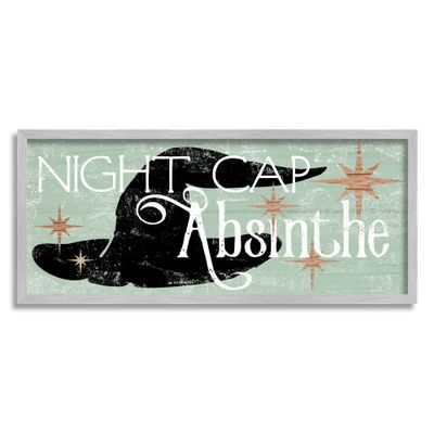 Stupell Industries Night Cap Absinth Weathered Witch Hat Vintage Sign Framed Wall Art, Design by Daphne Polselli