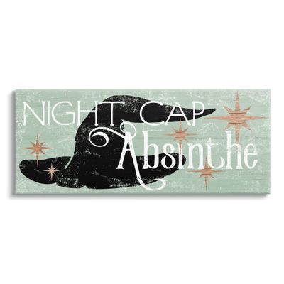Stupell Industries Night Cap Absinth Weathered Witch Hat Vintage Sign Canvas Wall Art, Design by Daphne Polselli