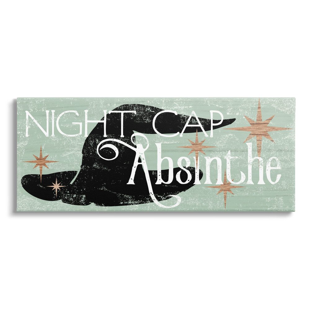 Stupell Industries Night Cap Absinth Weathered Witch Hat Vintage Sign Canvas Wall Art, Design by Daphne Polselli
