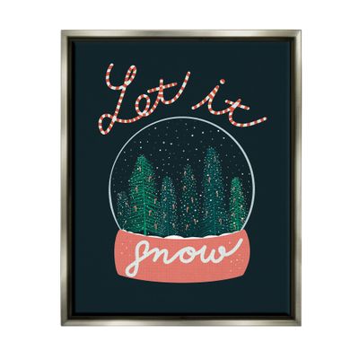 Stupell Industries Let It Snow Seasonal Winter Globe Candy Cane Text Floating Framed Wall Art, Design By Dominika Godette