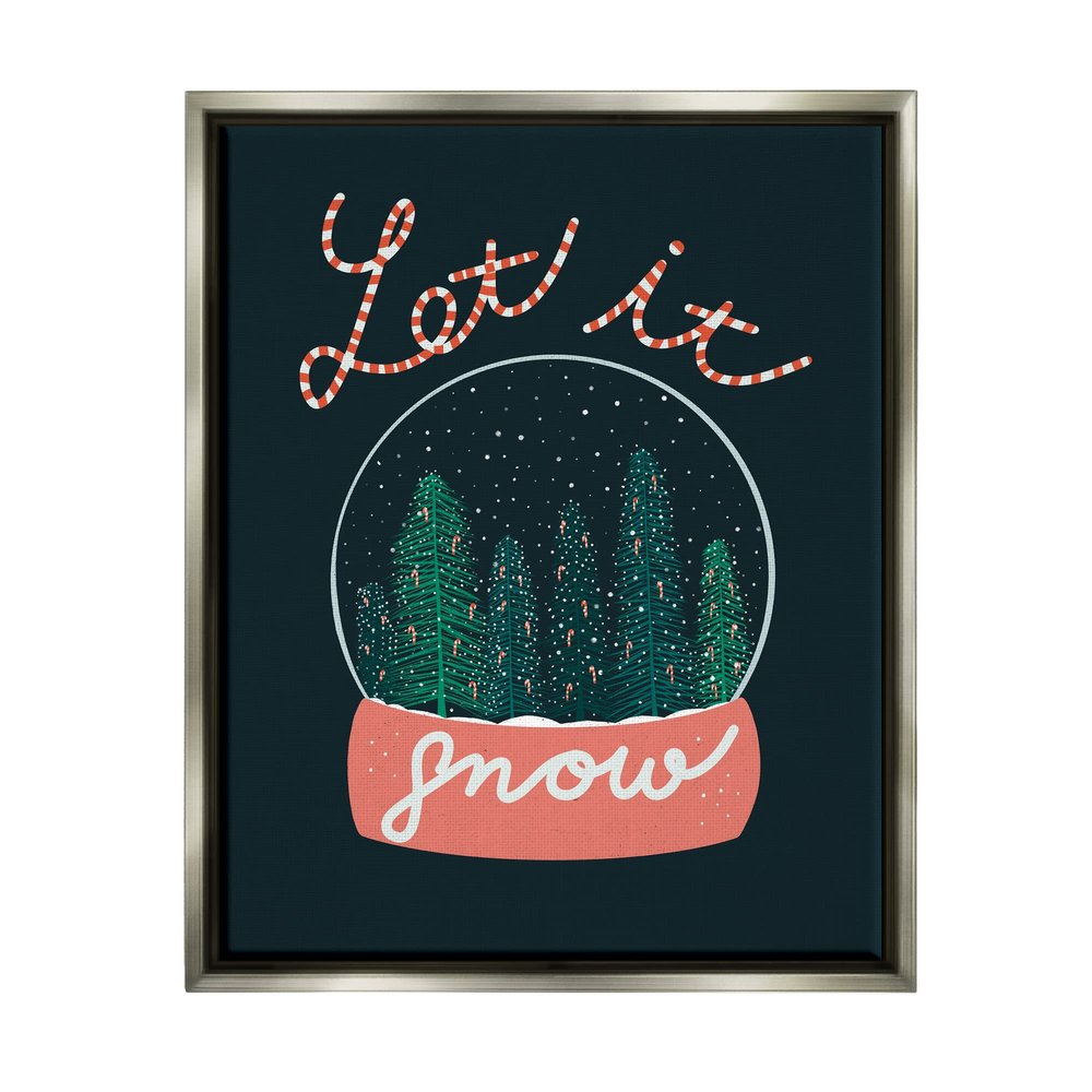 Stupell Industries Let It Snow Seasonal Winter Globe Candy Cane Text Floating Framed Wall Art, Design By Dominika Godette