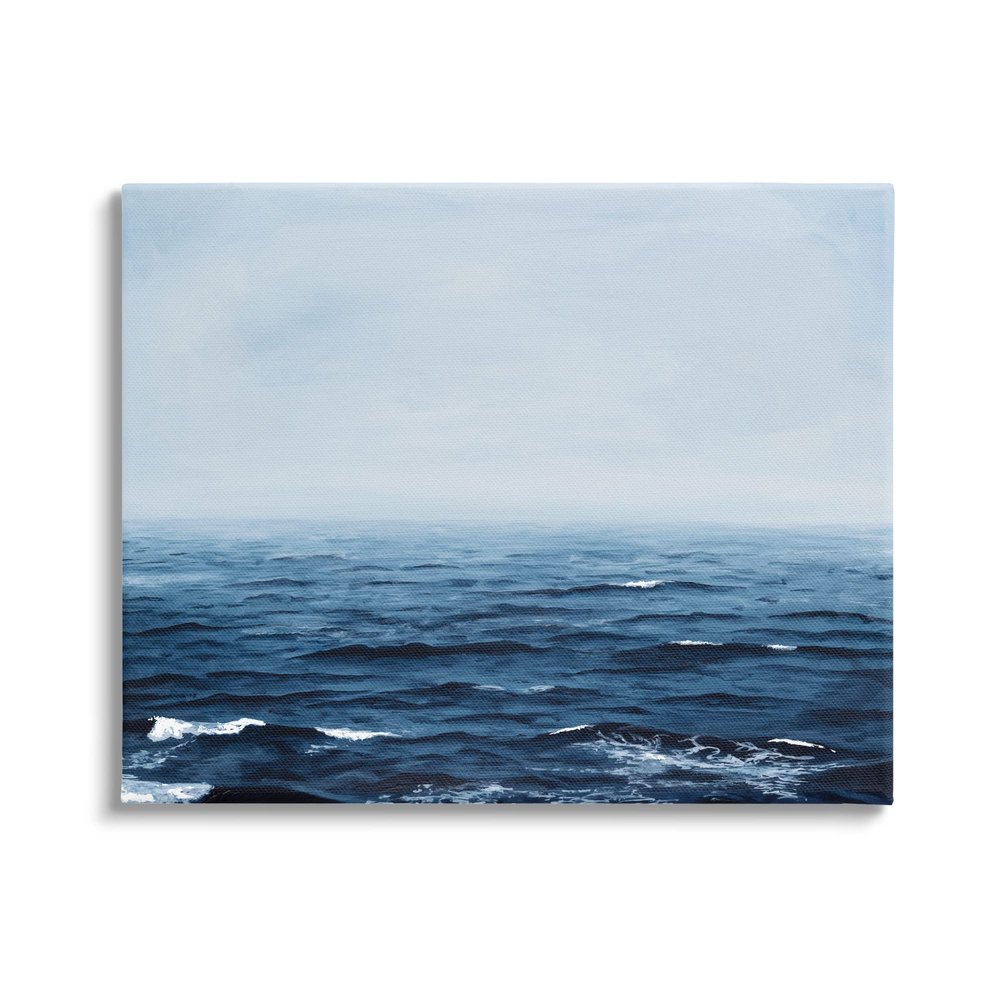 Stupell Industries Choppy Ocean Water Waves Foggy Nautical Horizon Canvas Wall Art, Design By Michael Willett