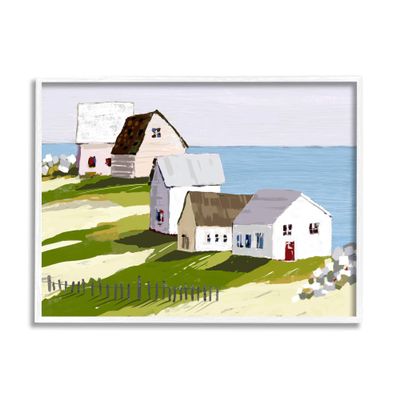 Stupell Industries Quaint Seaside Cottages Overlooking Vast Ocean Landscape Framed Wall Art, Design By Tina Finn