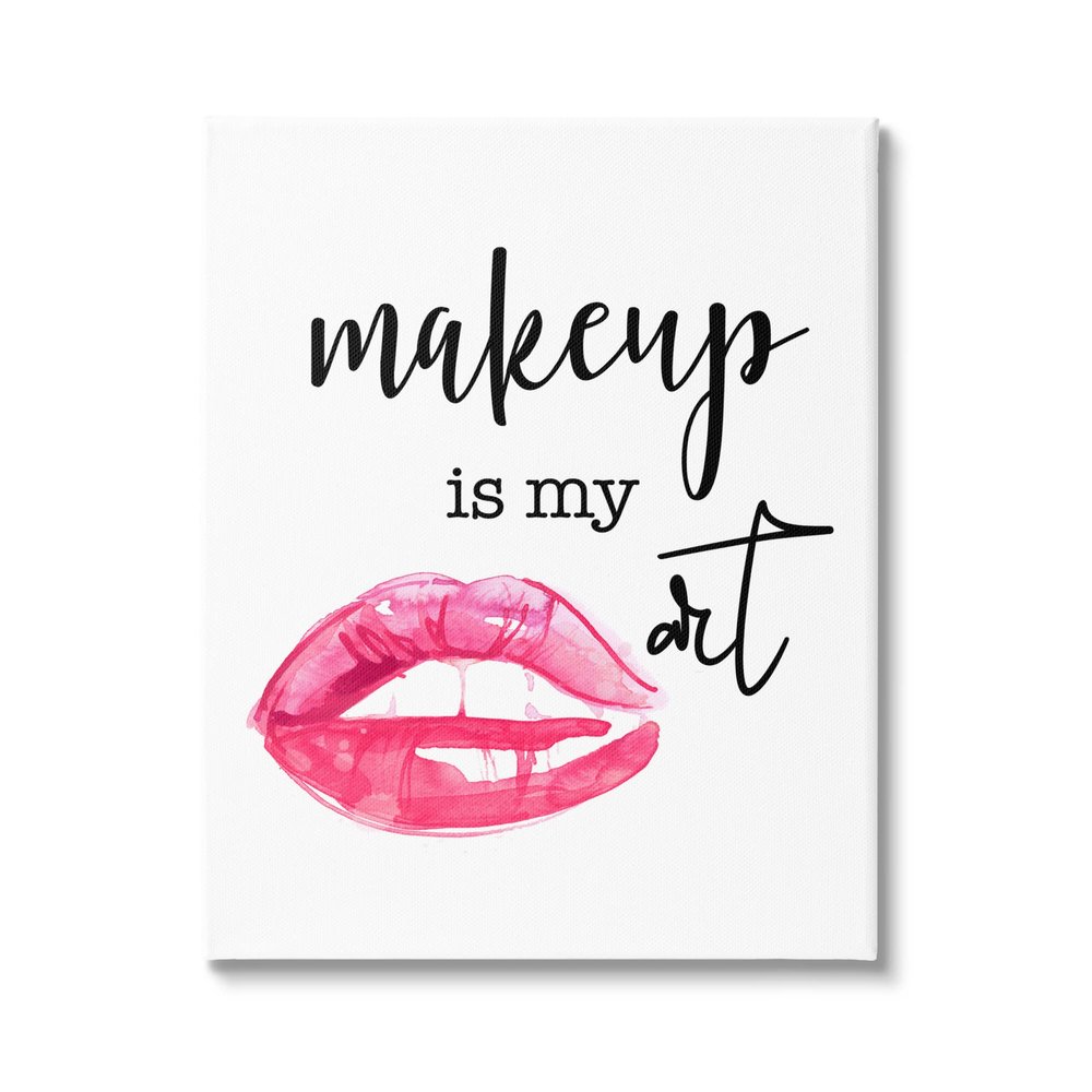 Glam Lips Typography Makeup, 24 x 30 Inch Canvas Wall Art